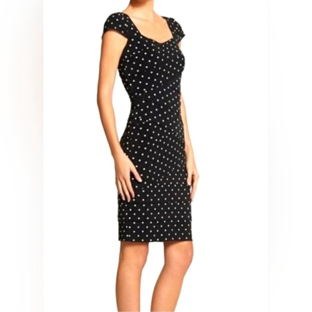 WHBM black white polka dot bandage dress size  0